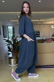 Made in Italy Cooper Needlecord Cocoon Dress Charcoal